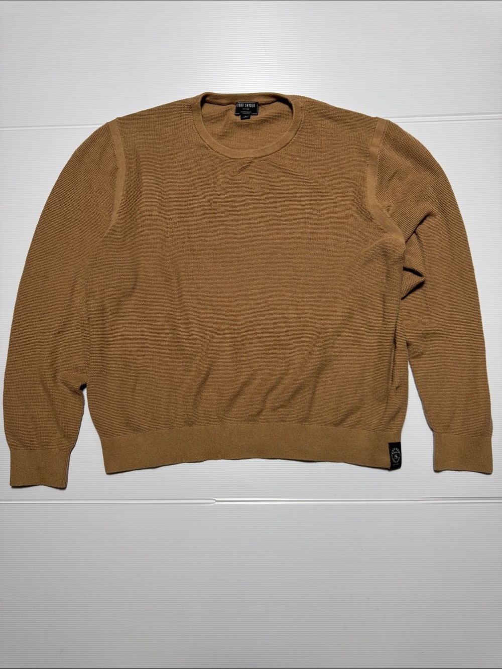TODD SNYDER Men’s Cotton Mulberry Silk Tan Textured Knit Crewneck Sweater LG